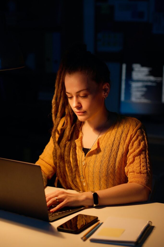 programmer doing online project till late night